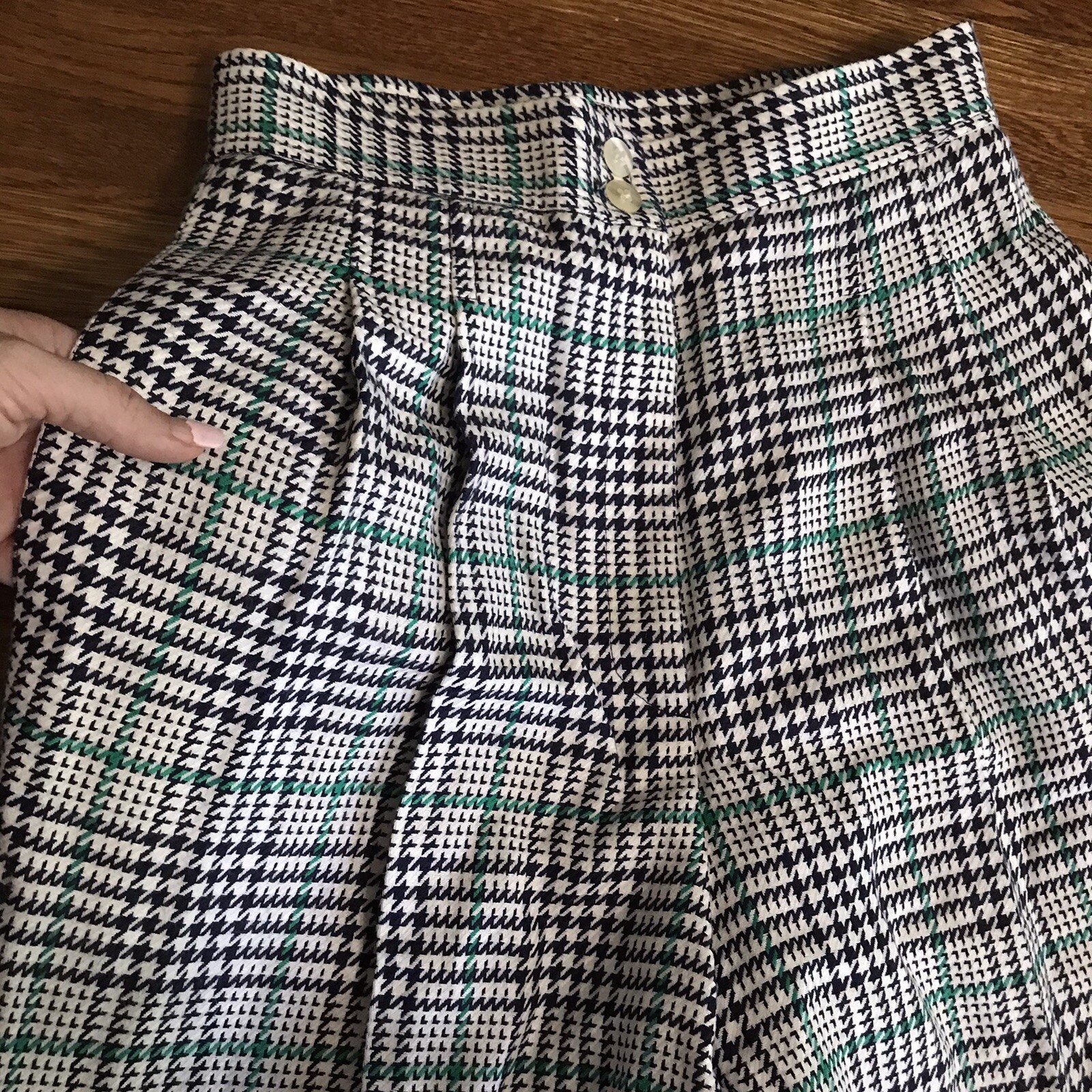 Y2k 80s David Brooks pleated trousers tapered pants Womens 8 plaid houndstooth