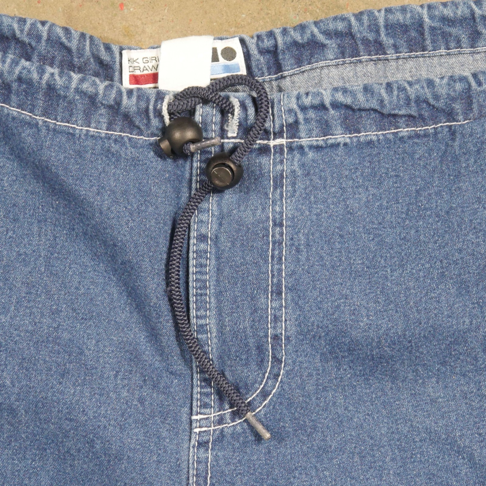Vintage 90s Kikwear Kik Girl Wide Leg Baggy Drawstring Jeans Size M Rave Jnco US