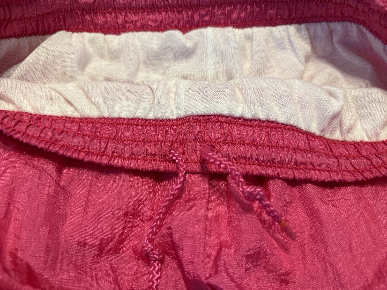 Pink Nylon Jogger Drawstring Pants Vintage 1980s Zipper At Ankles Size S/M