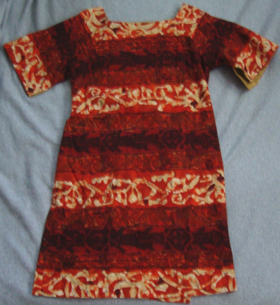 Kiyomi of Hawaii S Vintage 60s DRESS Orange Barkcloth Wraparound Shift Tiki