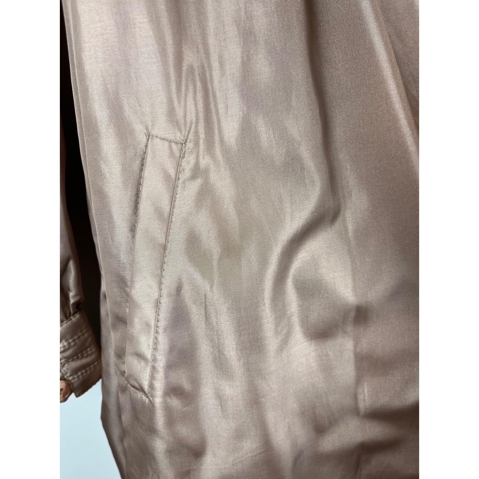 Vintage Foxland by Larson Taupe Belted Trench Coat Puff Sleeve Long Coat