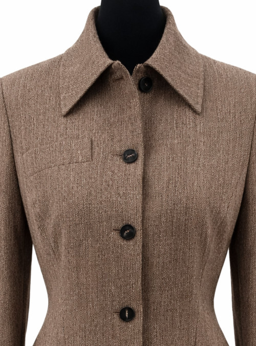 Gianni Versace Genny Womens A-Line Skirt Suit Size 42 Brown Tweed Wool Italy