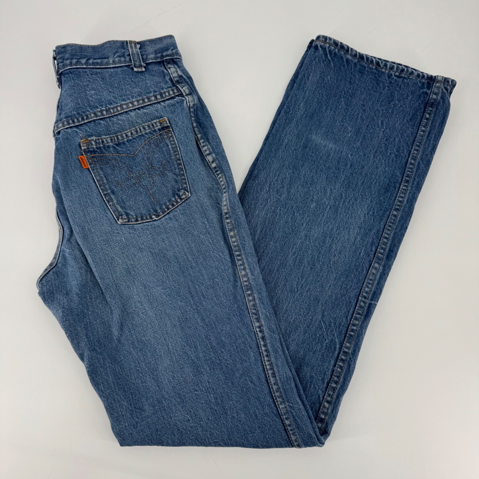 Vintage Levis Orange Tab High Waisted Straight Leg Jeans Medium Wash Blue 28×34