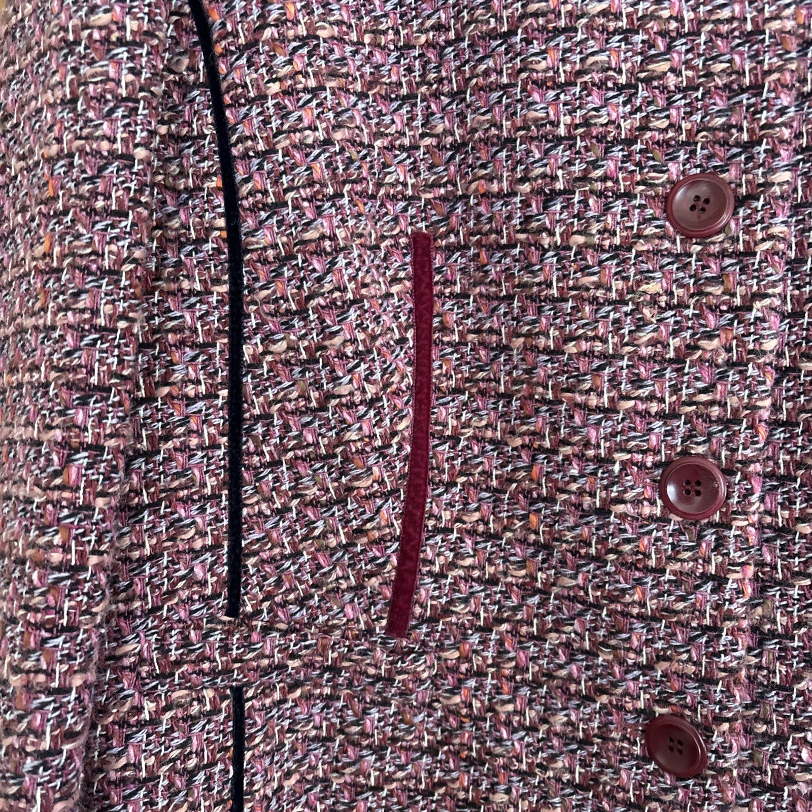 Vintage Apriori Pink Purple Black Wool Tweed Lined Blazer Jacket Size 16