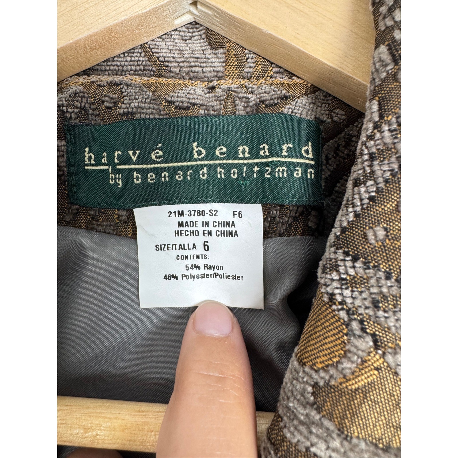 Vintage Harve Benard Womens Size 6 Tapestry Blazer Bronze Gold Damask Jacket