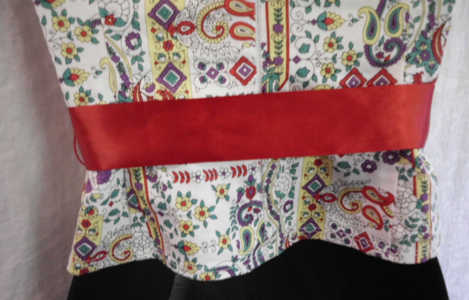 Vintage Notice Strapless Blouse Size 2 Cotton Blend Multi Floral & Geomet Lined