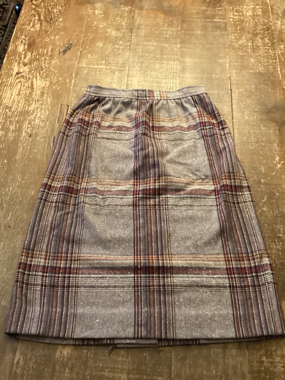 Vintage College Town Union Made Wool Blend Skirt Brown Plaid Size XS USA