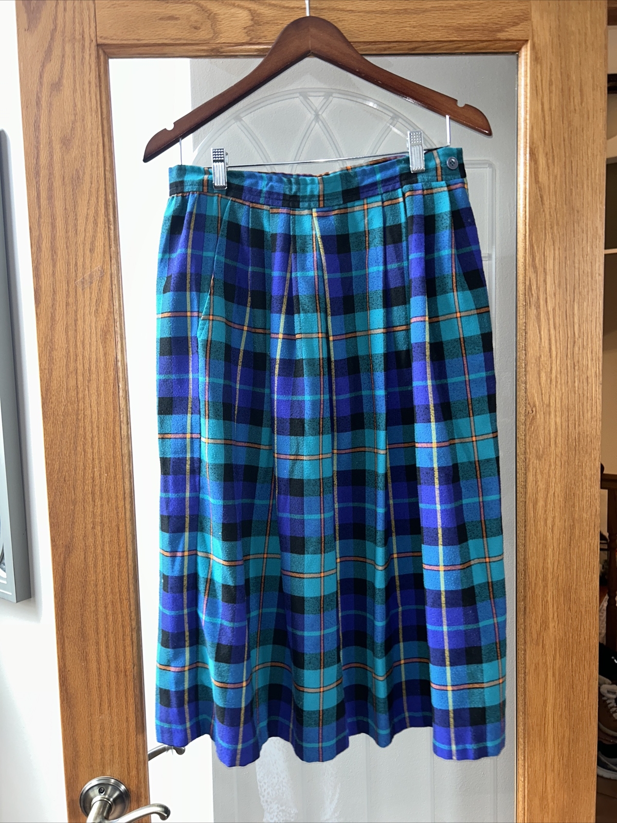Vintage JC Penny Plaid Green Pleated Skirt Size 14 St. Patrick’s Day Attire