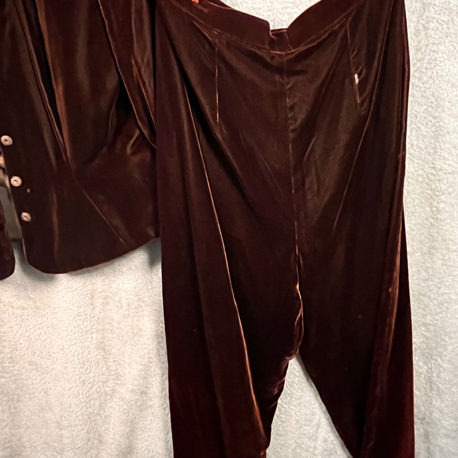 Vintage Velvet Pant Suit Ruffle Portrait Collar Bridgerton Renfair 2pc As Is