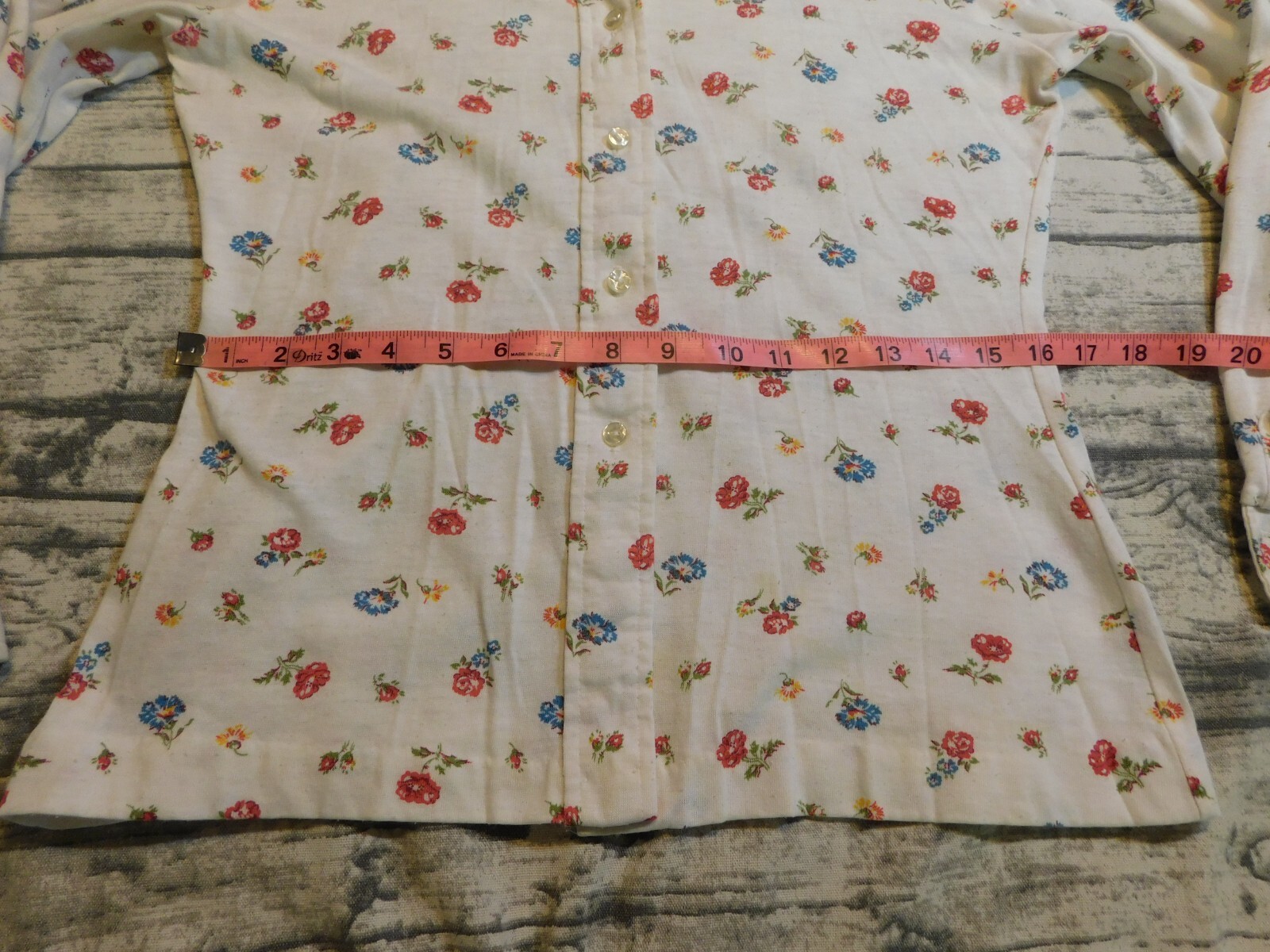 VTG 60s 70’s BELL BOTTOM PANTS TEXTURE POLY W FLOWER TOP OUTFIT SET WOMENS S /M