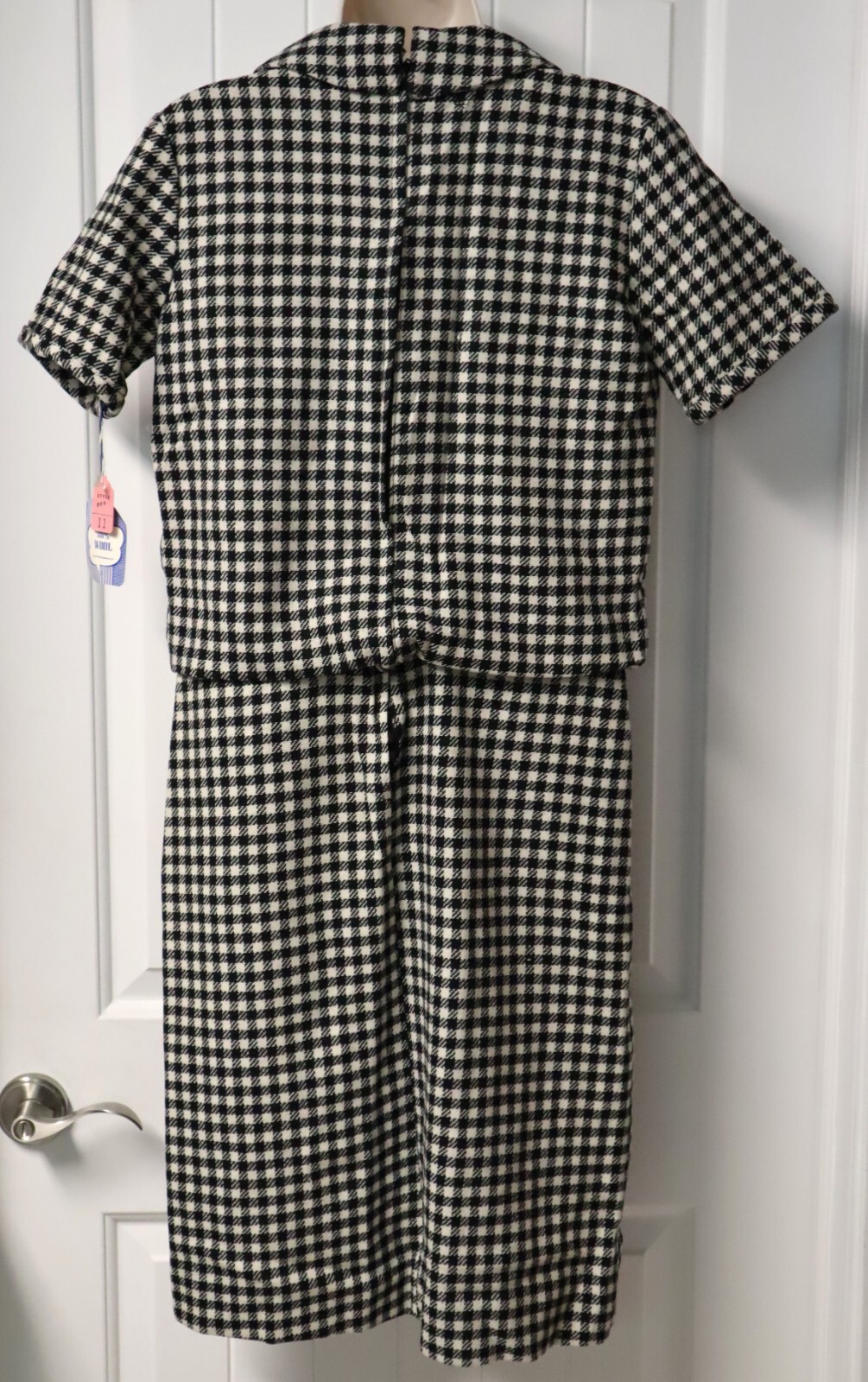Vintage 1960s 70s PENNEY’S 100% wool black white checkered dress size 11 (NWD)