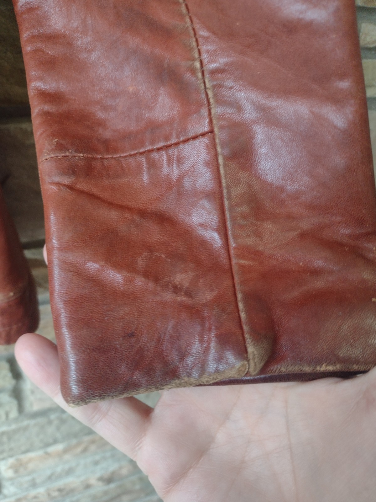 Vintage 70s Remy Lambskin Leather Jacket Cognac Brown Distressed Size S/M
