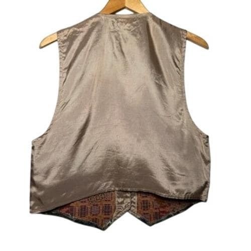 Vintage Wrapper Equestrian Tapestry Vest Womens Large Fox Hunt Plaid Made in USA