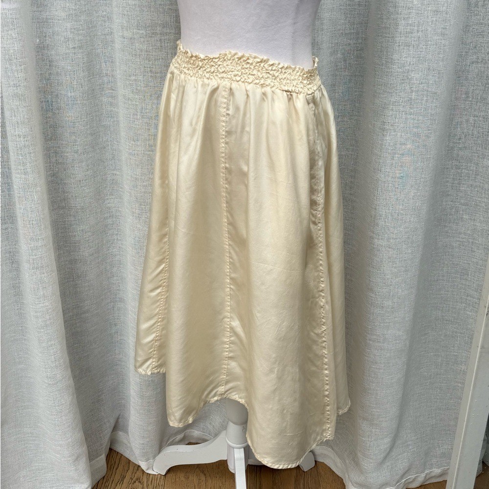 Hana Sung vintage ivory midi silk skirt elastic waist