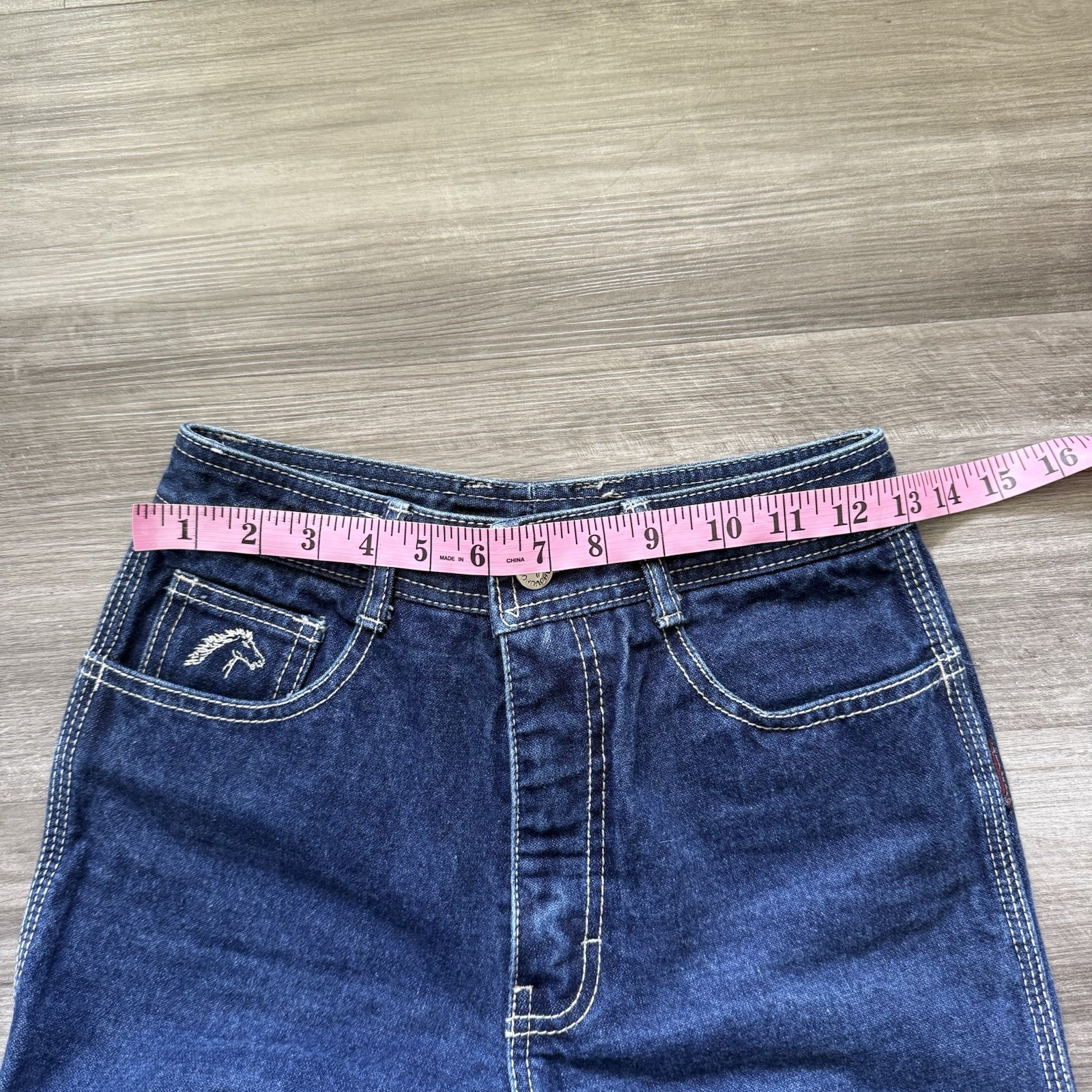 Vintage Jordache Horsehead Jeans Size 26×32 70s White Stitch High Waist Raw Hem