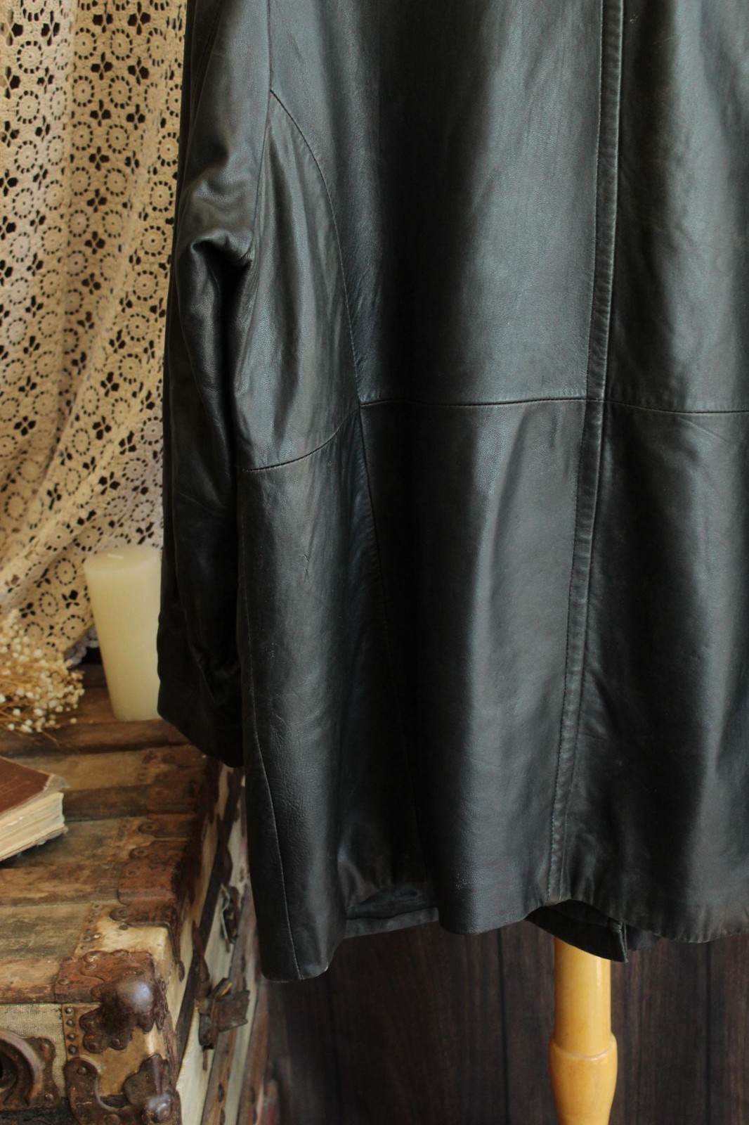 Vintage 1990s Leather Jacket, Volup Size 2X Wilsons Leather Black Car Coat, Pell