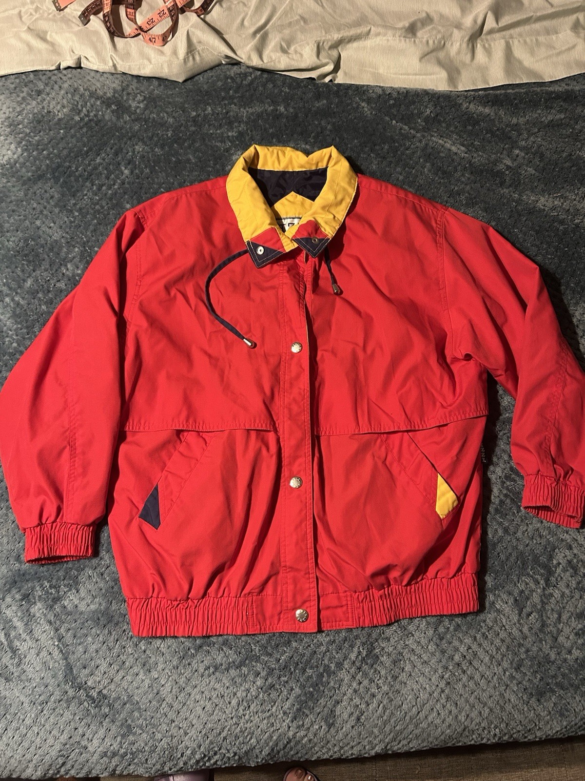 Vintage Izzi Jacket Coat Colorblock Red Yellow Blue Women’s Large Windbreaker