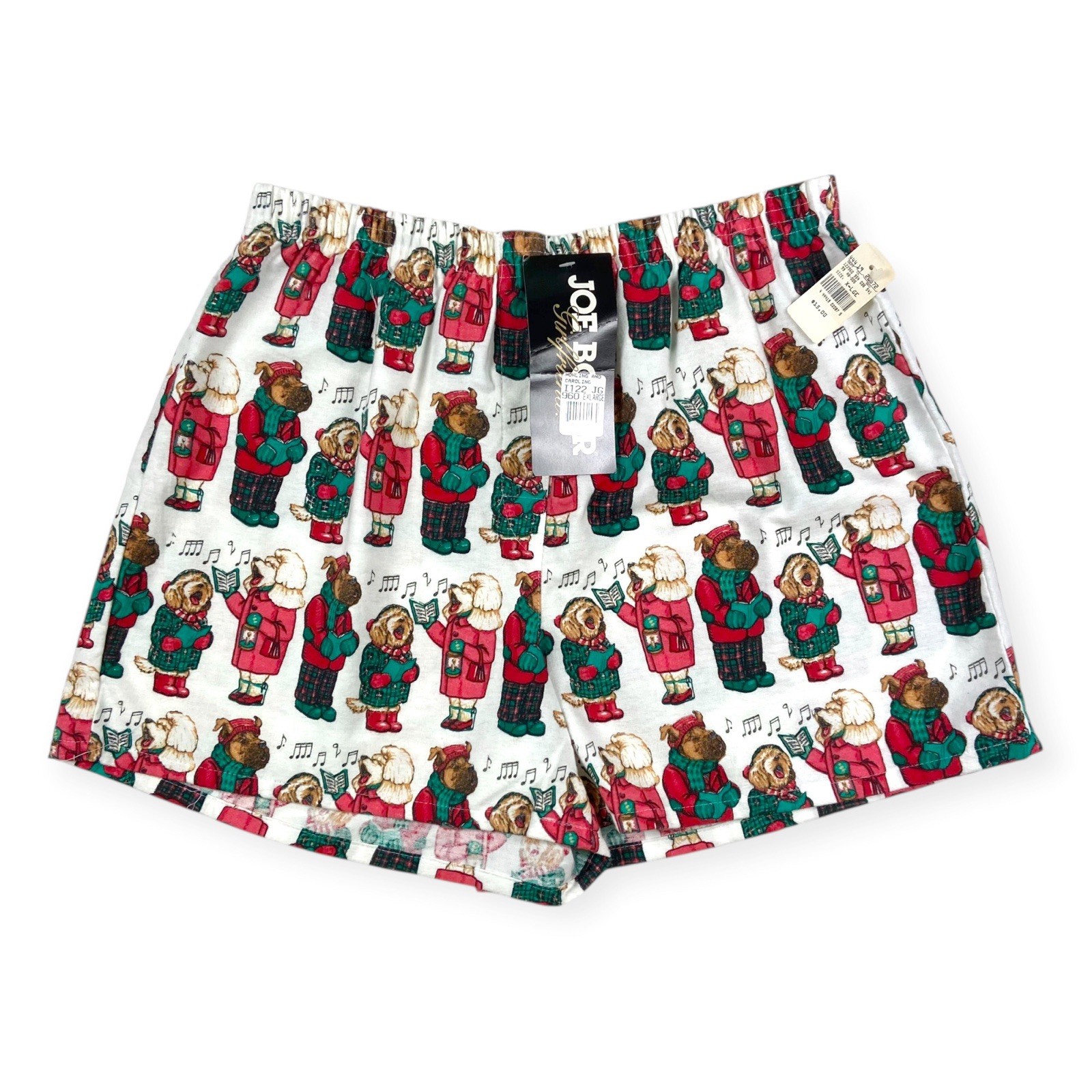 Joe Boxer Women’s VTG NEW Flannel Christmas Caroling Dogs Pajama Shorts XL