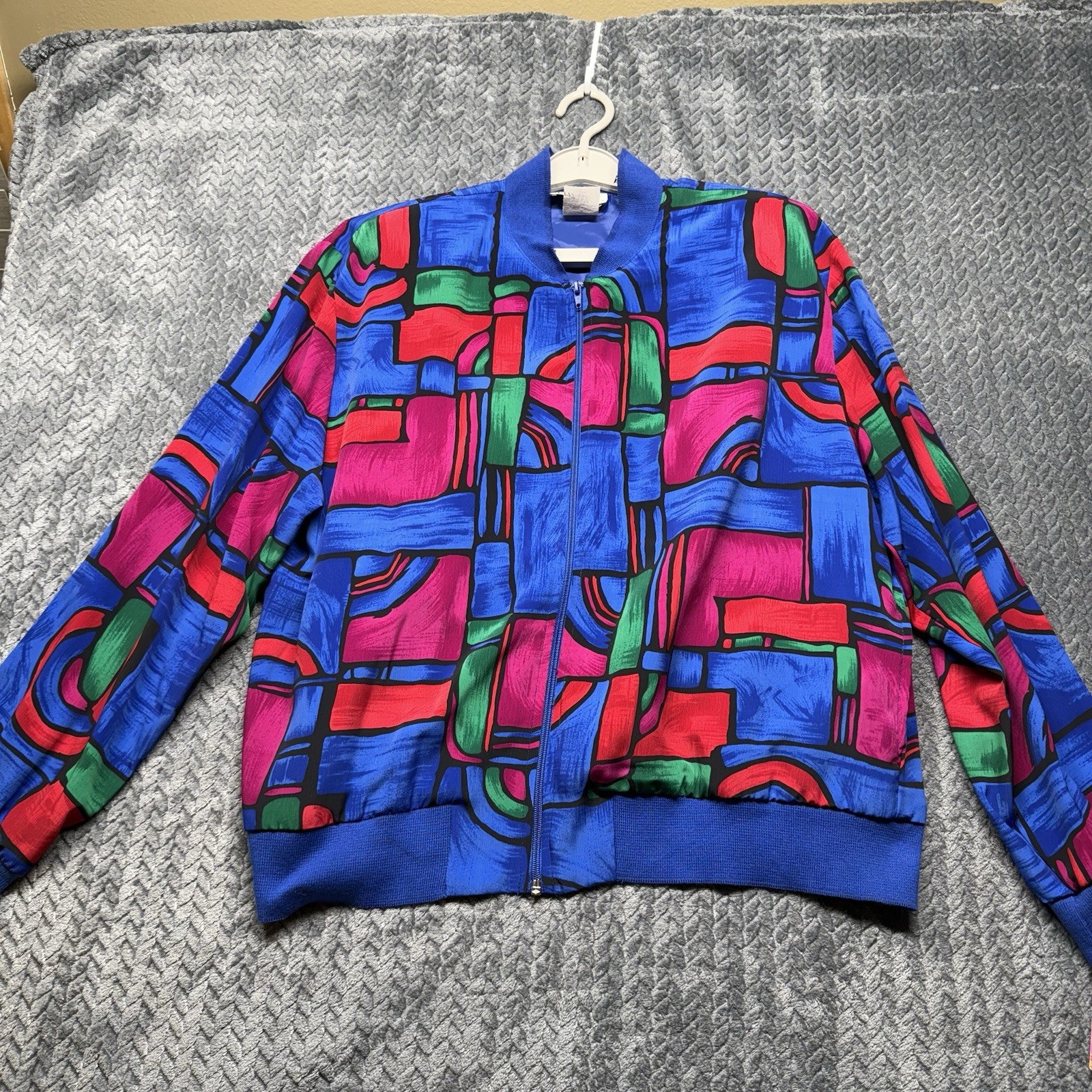 NEW Street Smart By Teddi Bomber Jacket XL VTG Abstract Art Multicolor 80s 90s