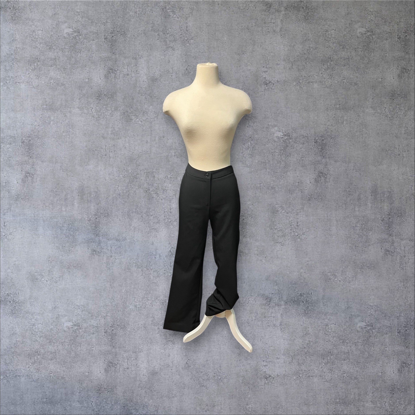 Vintage 90s High Waisted Black Chic Straight / Flare Leg Sz 3 Trousers