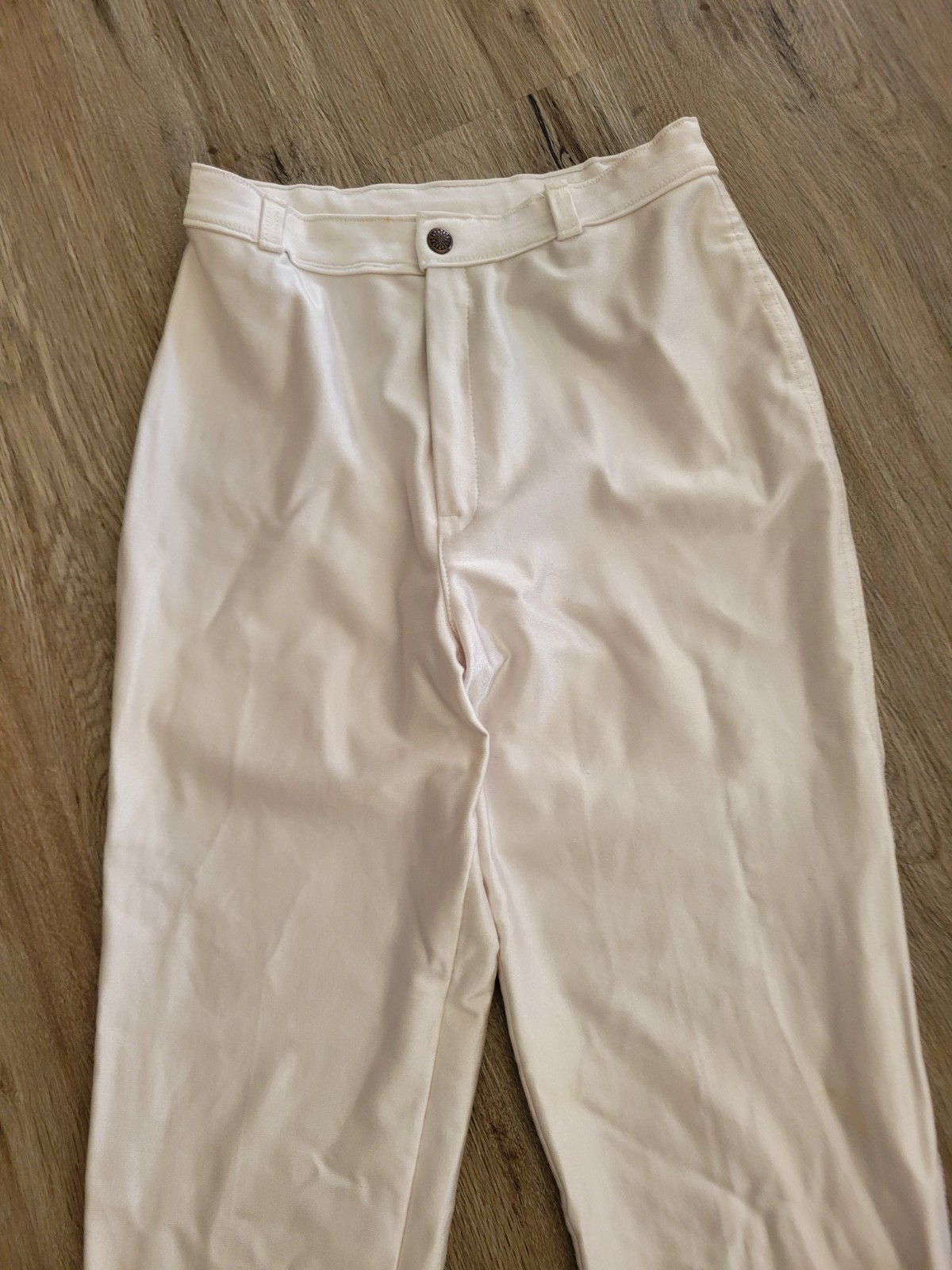 Vintage 1980s Glam Rock Shiny WHITE SPANDEX PANTS Unisex M Hair Metal Disco Punk