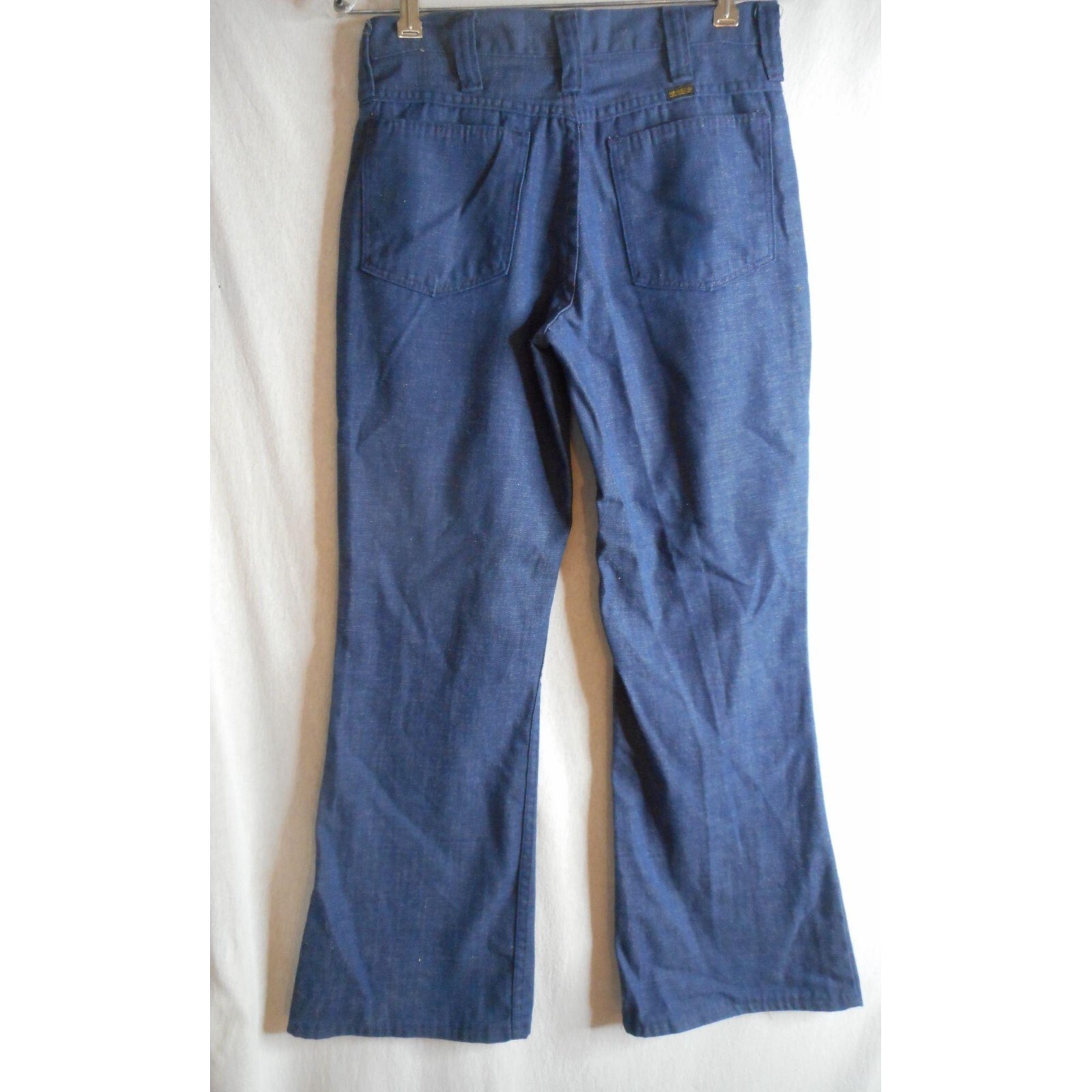 Vintage 1960s / 70s 30 x 30 flat front denim jeans Maverick Flared Bell Bottom
