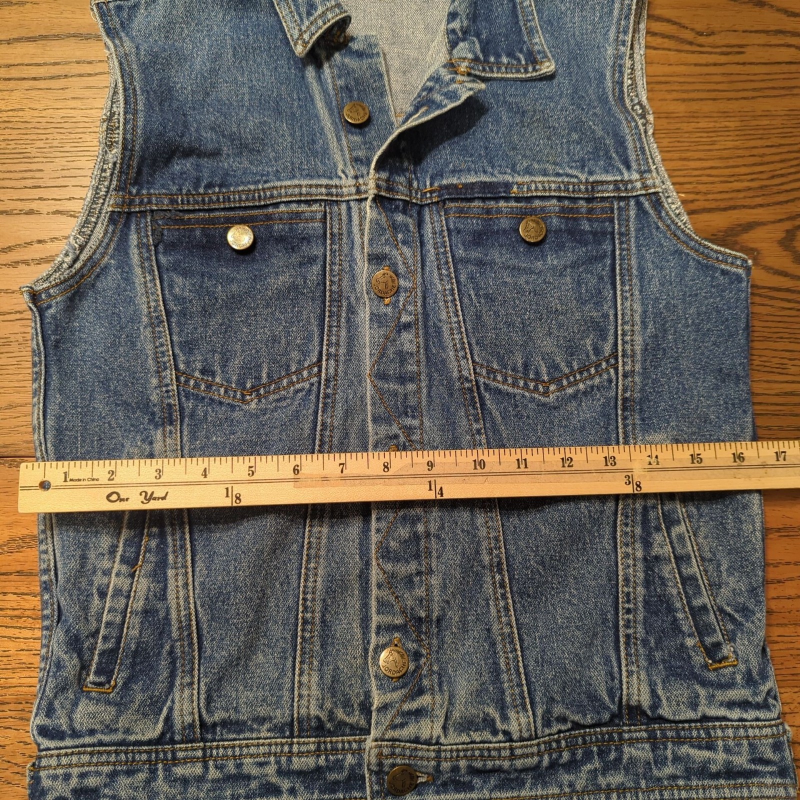 Vintage Jordache Denim Sleeveless Jacket Vest Pockets Button Front 1980’s