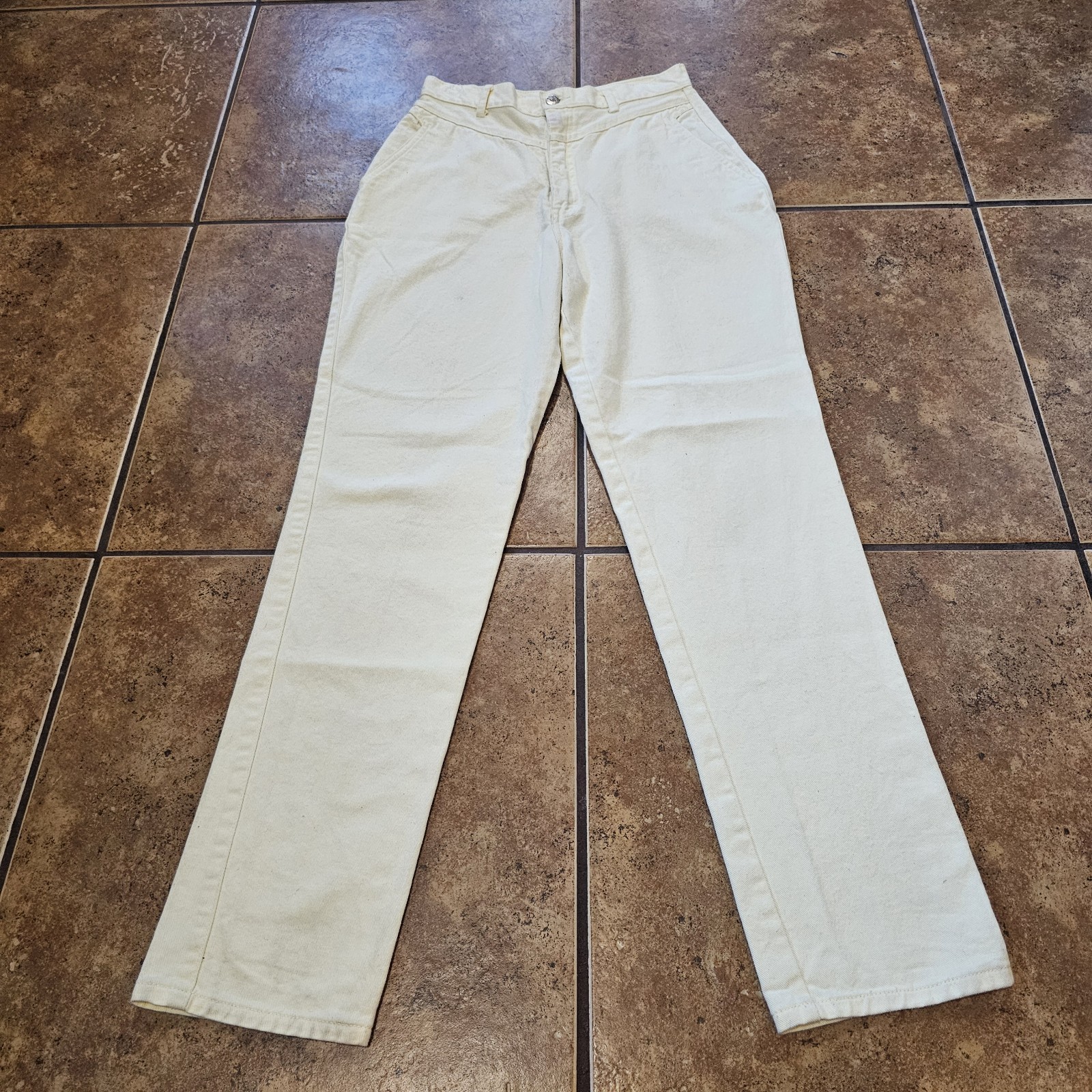 Vintage Seattle Blues Pants Light Yellow Mom High Rise Western Style 80s 90s