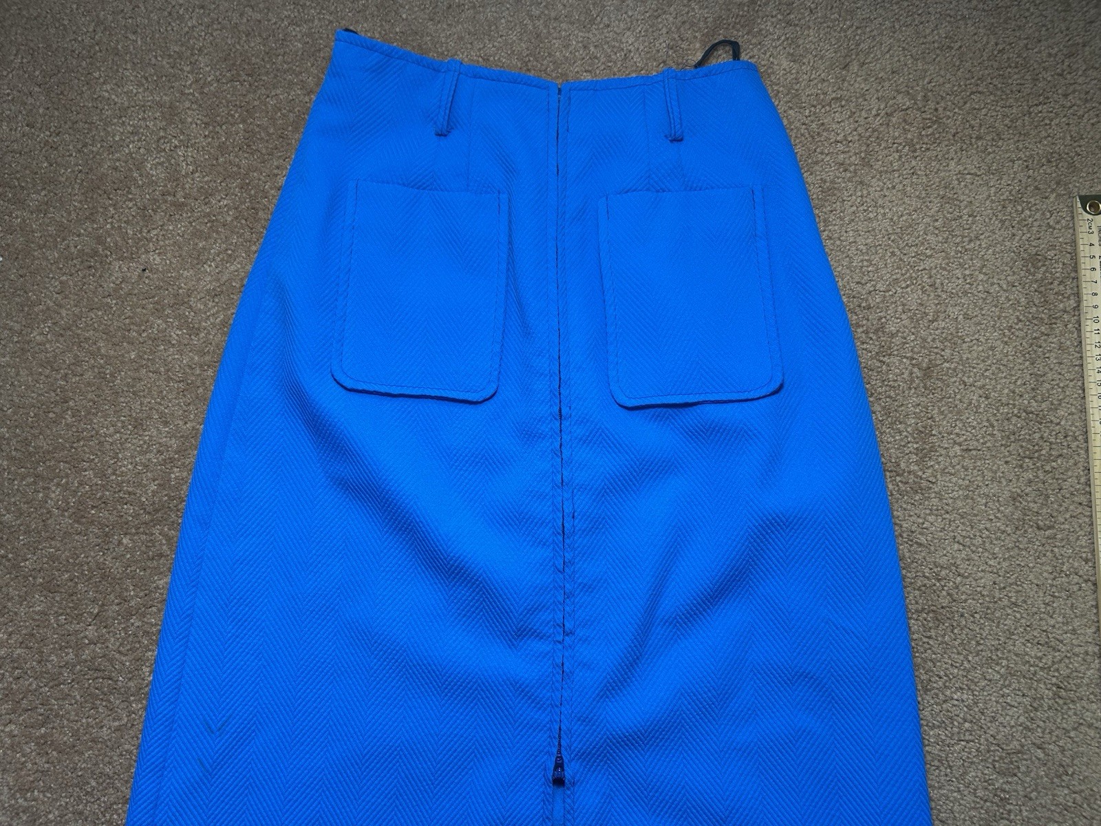 Vintage 1970s Terry Chicago Cobalt Blue Maxi Skirt Talon Zipper Herringbone M/L?