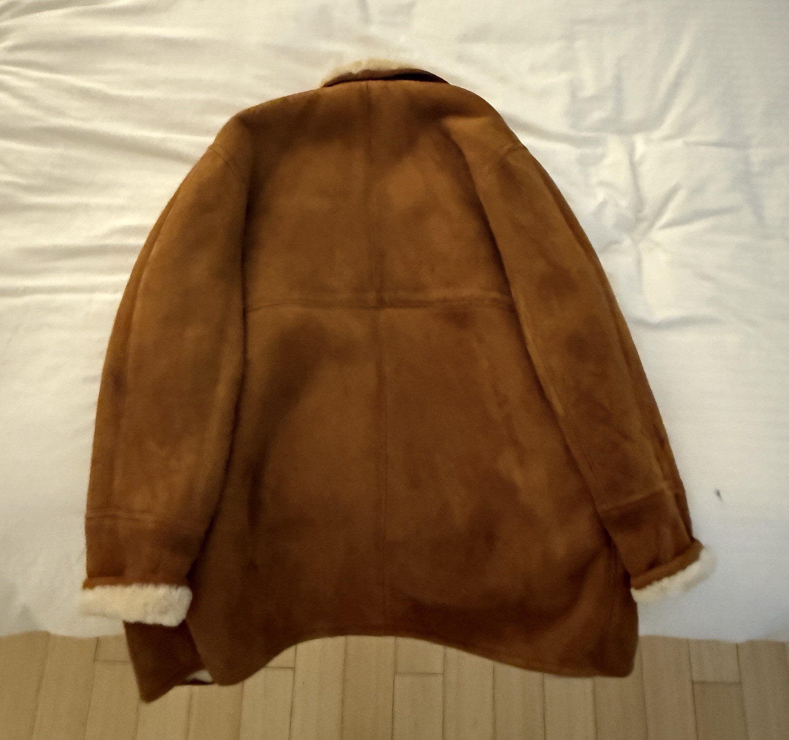 Vintage 70s Shearling Suede Coat Brown Large