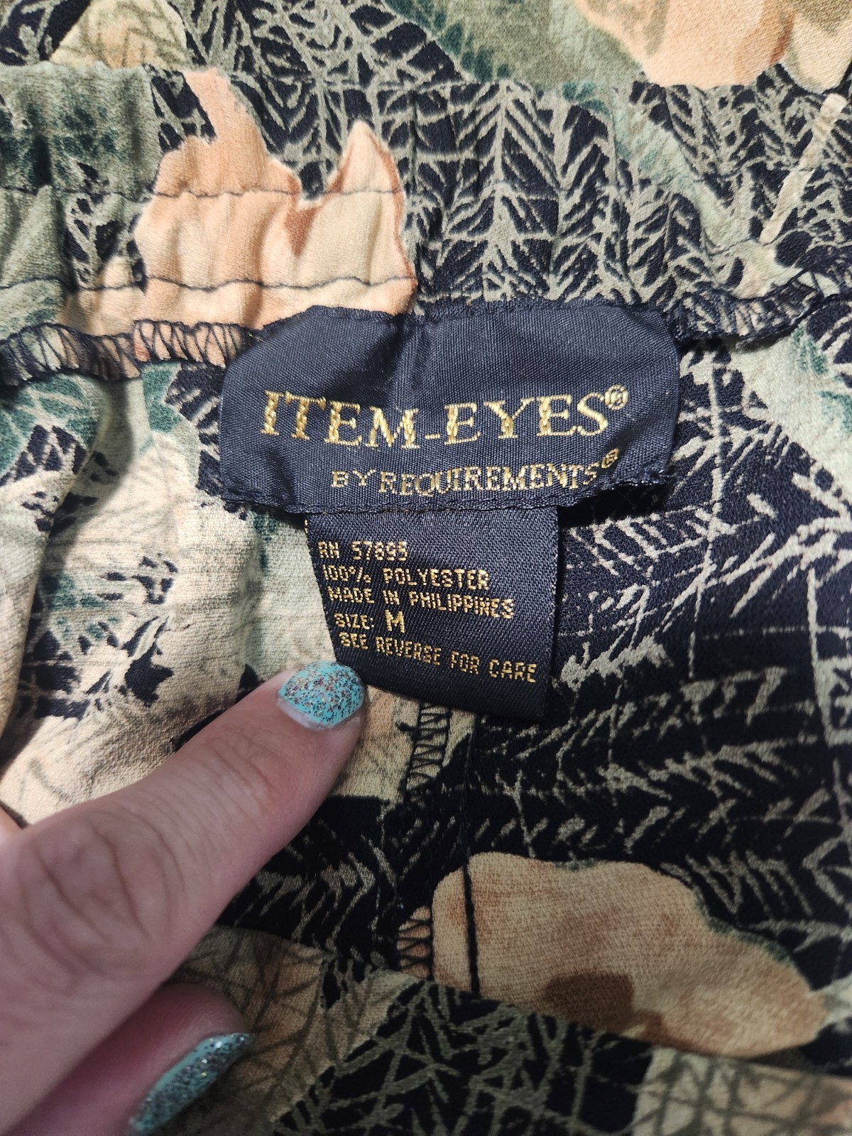 Vintage Item-Eyes by Requirements Black Pattern Floral Skirt. Size Medium