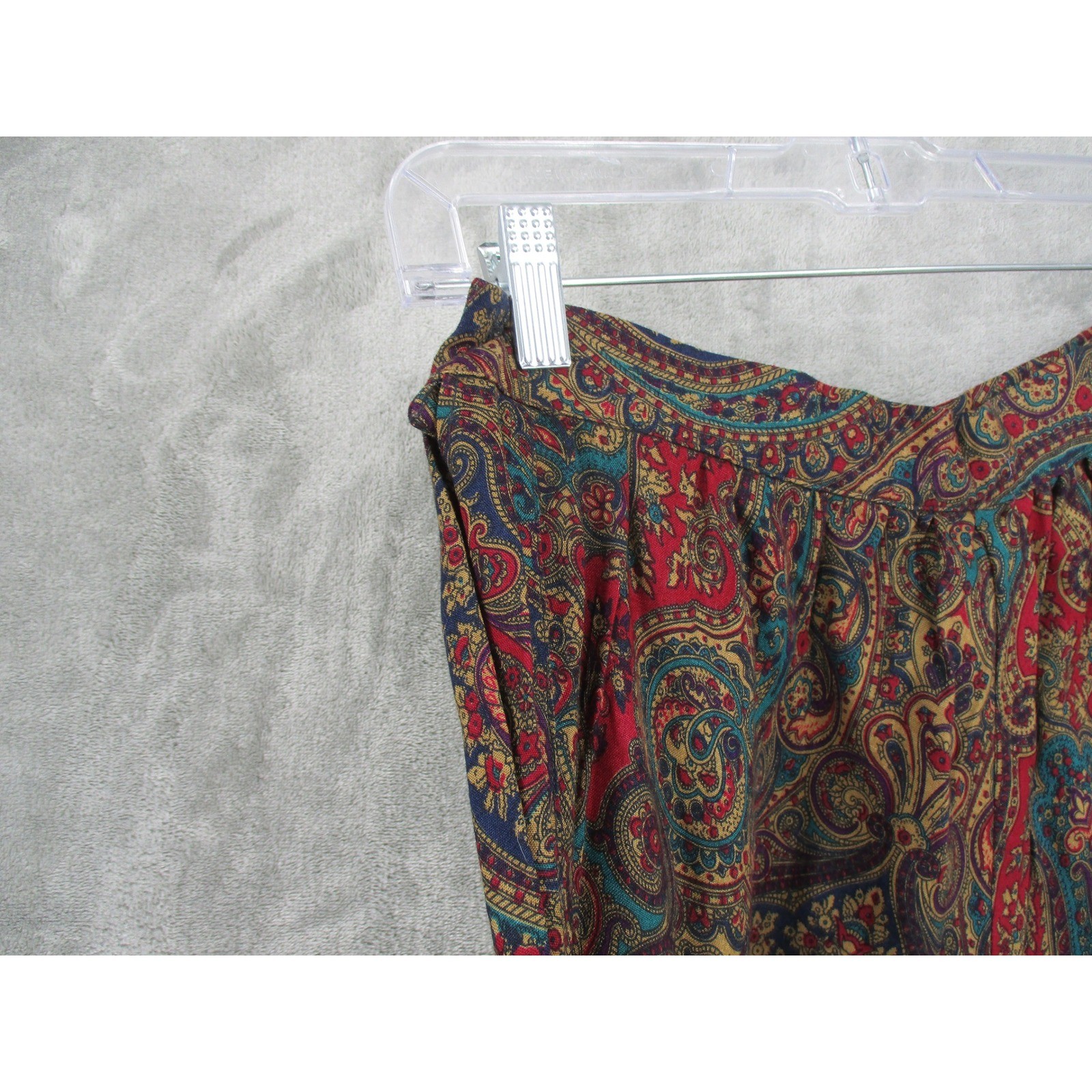 Vintage Karin Stevens Short Set Womens Small Cropped Paisley Boho Button Pleated