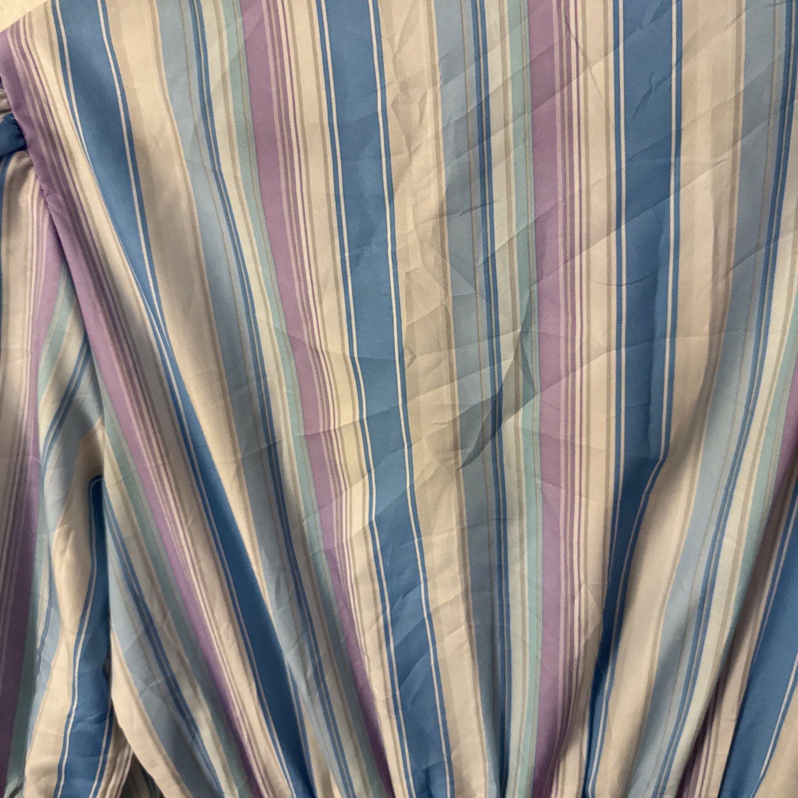 VTG TAURUS II Secretary Shirt Dress Striped Blue Purple Top PTP 19” White Bottom