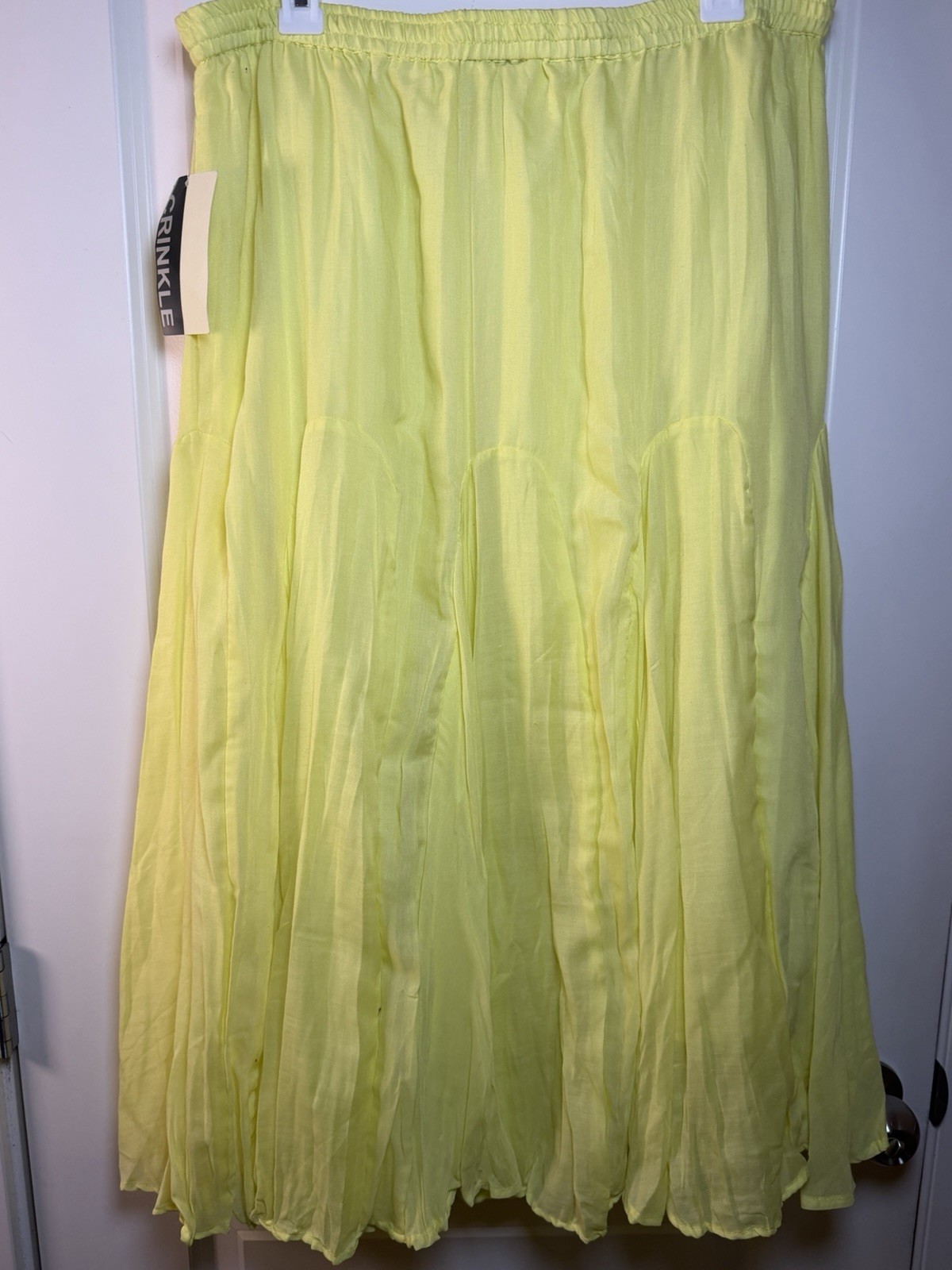 Vintage Y2K Mix Nouveau Yellow Smocked Waist Maxi Skirt Boho Beaded Tassels XL