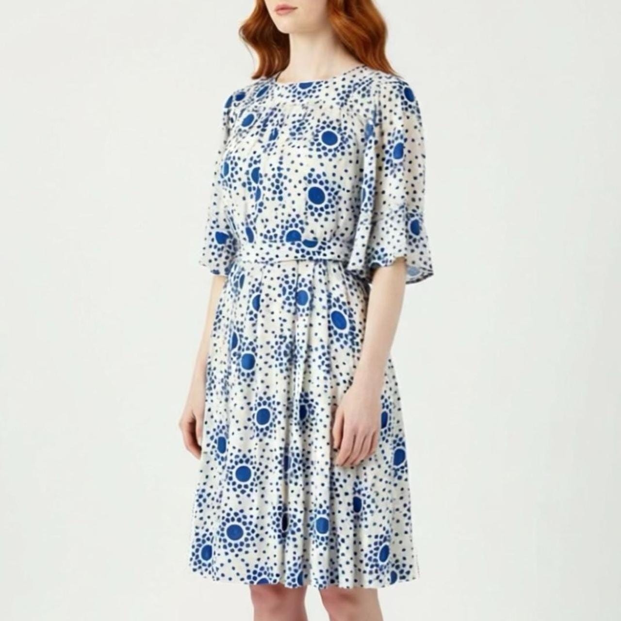 vintage silk 70s polka dot babydoll dress | empire waist kimono sleeve