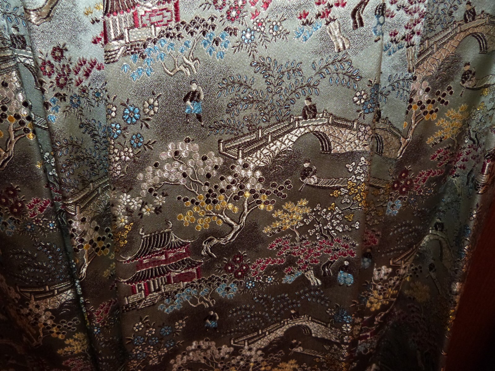 Lovely Vintage 1950s Vintage Asian brocade sleeveless dress homemade pagoda M/L