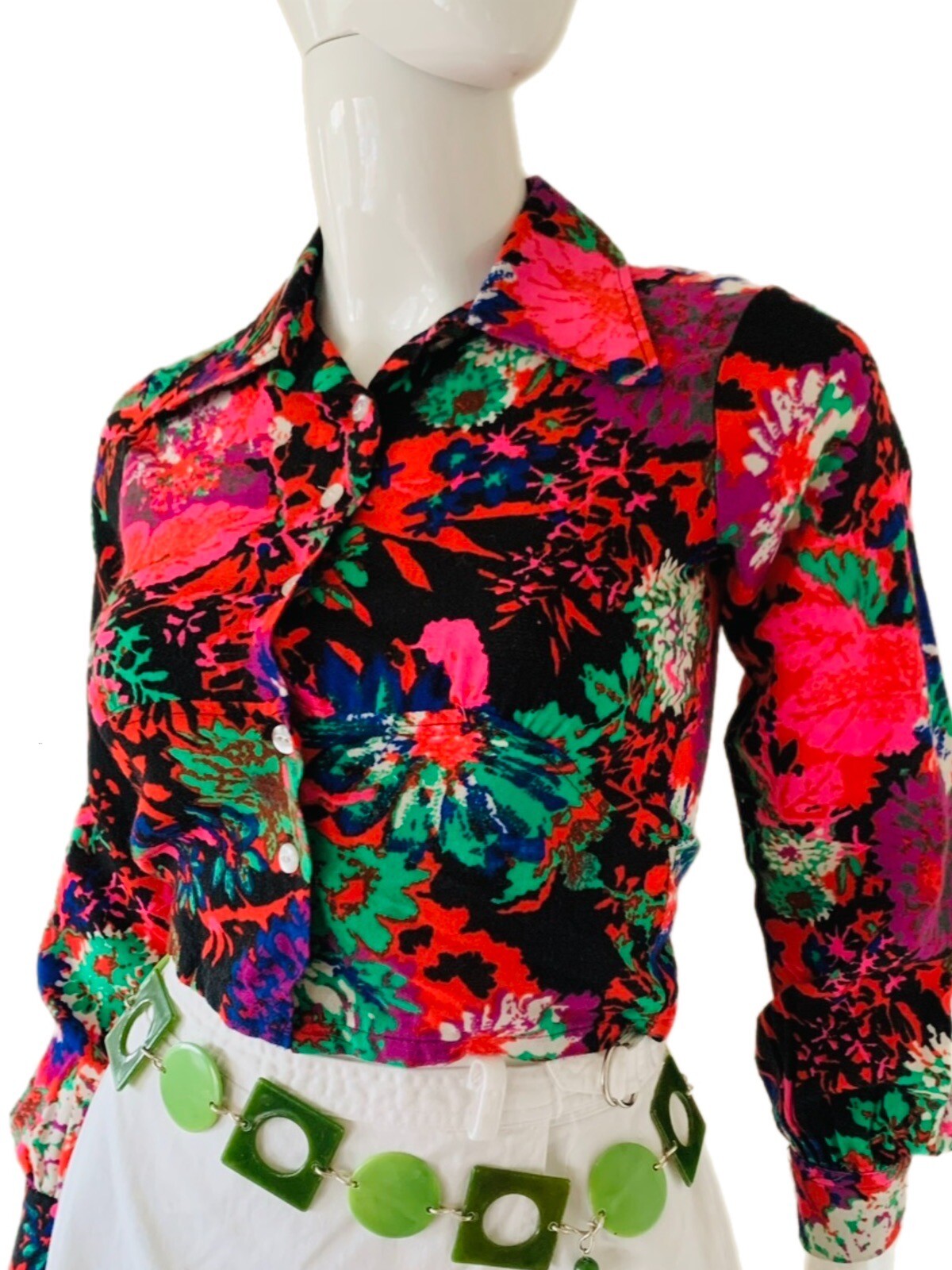 Vtg Late 60’s Cropped Dayglo Go Go Top By Lemon Frog