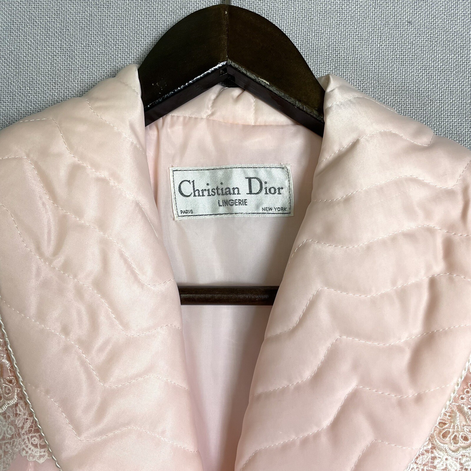 VINTAGE Christian Dior Lingerie Satin Lace Quilted Robe House Coat Sissy NOS!
