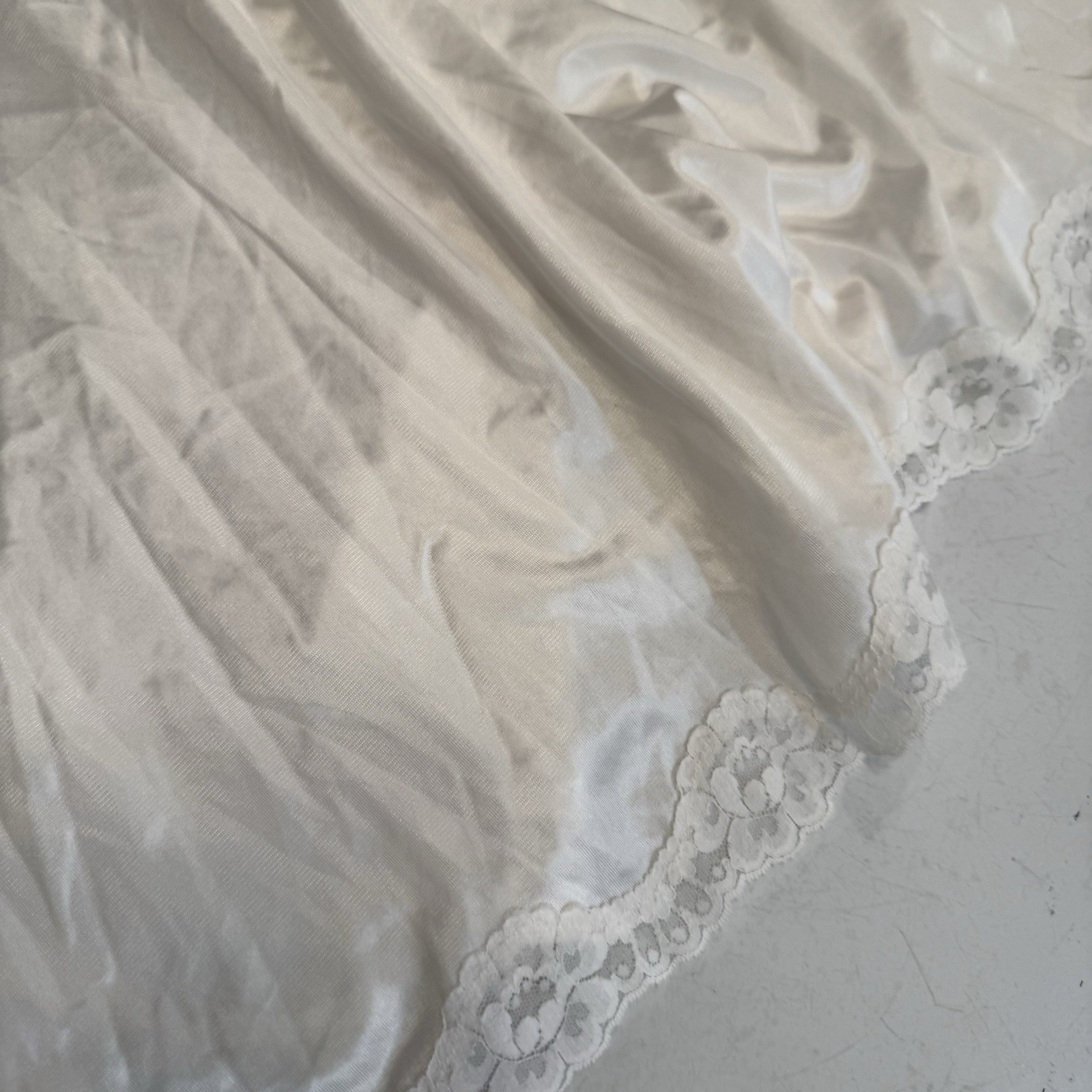 Vintage Antron II Nylon Full Strapless Slip Lingerie Lace USA Made Sz 36 White