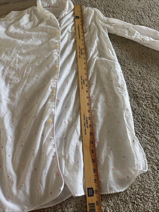 Vintage Brandywine Nightgown Womens Large Embroidered Floral Cotton White