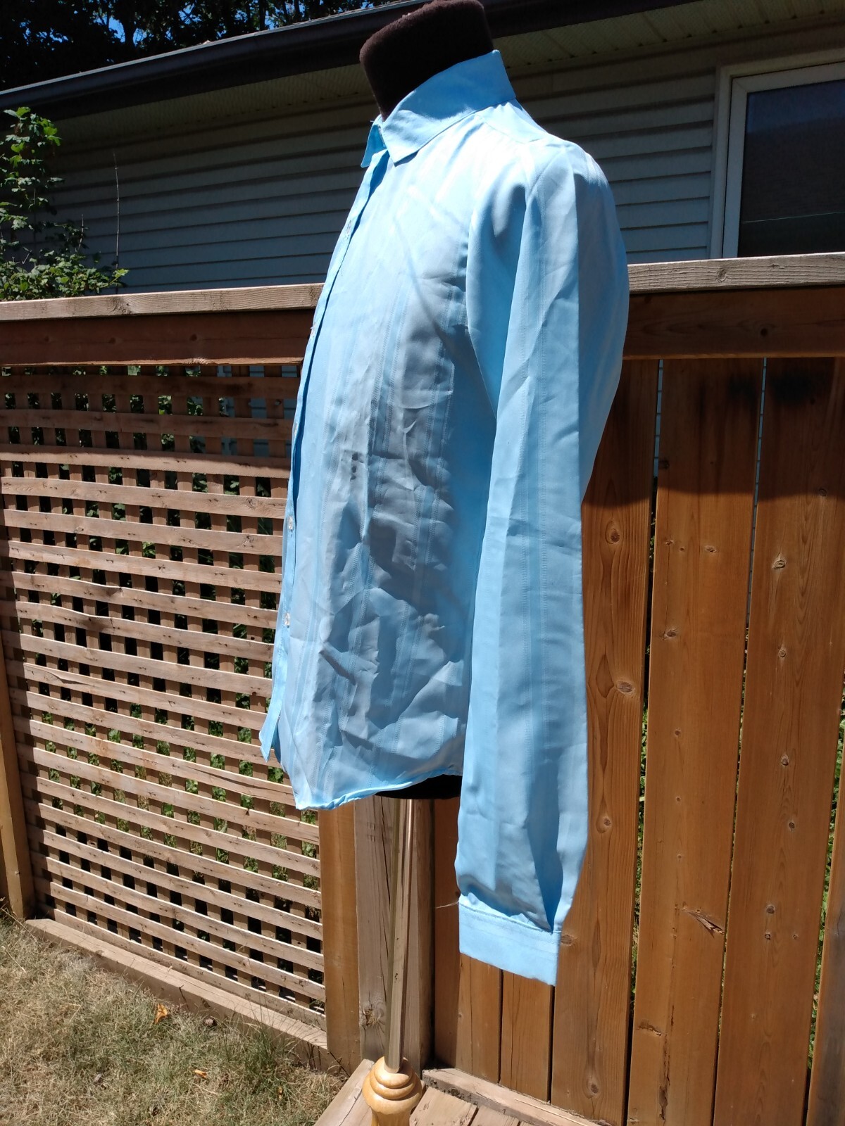 Vintage Womens Blouse Blue Button Front Size 14 39″B Giancarlo 80s Long Sleeve