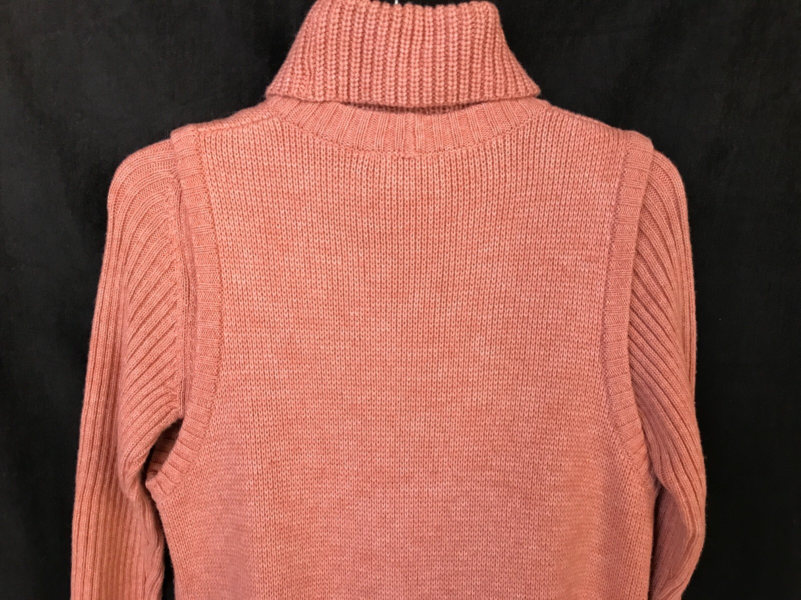 LANVIN Paris 4 piece knit set VTG salmon wool Turtleneck Vest Pants Belt Sz 40