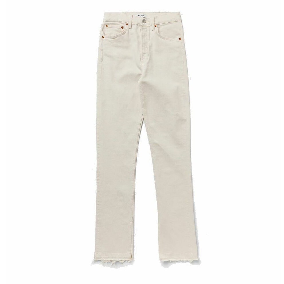 RE/DONE High-Rise Stove Pipe Straight Leg Jeans in Vintage White with Raw Hem