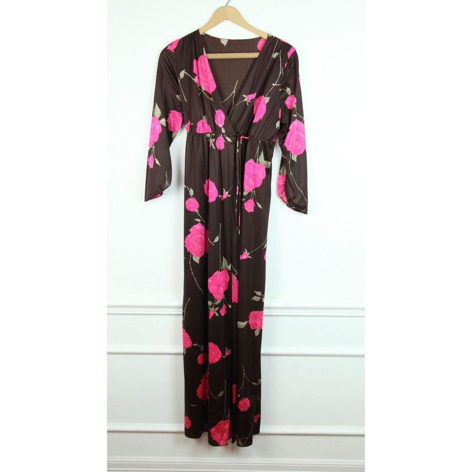 Vintage Peignoir Floral Robe Gown XS S Coquette Feminine 60s Glam Hollywood FLAW