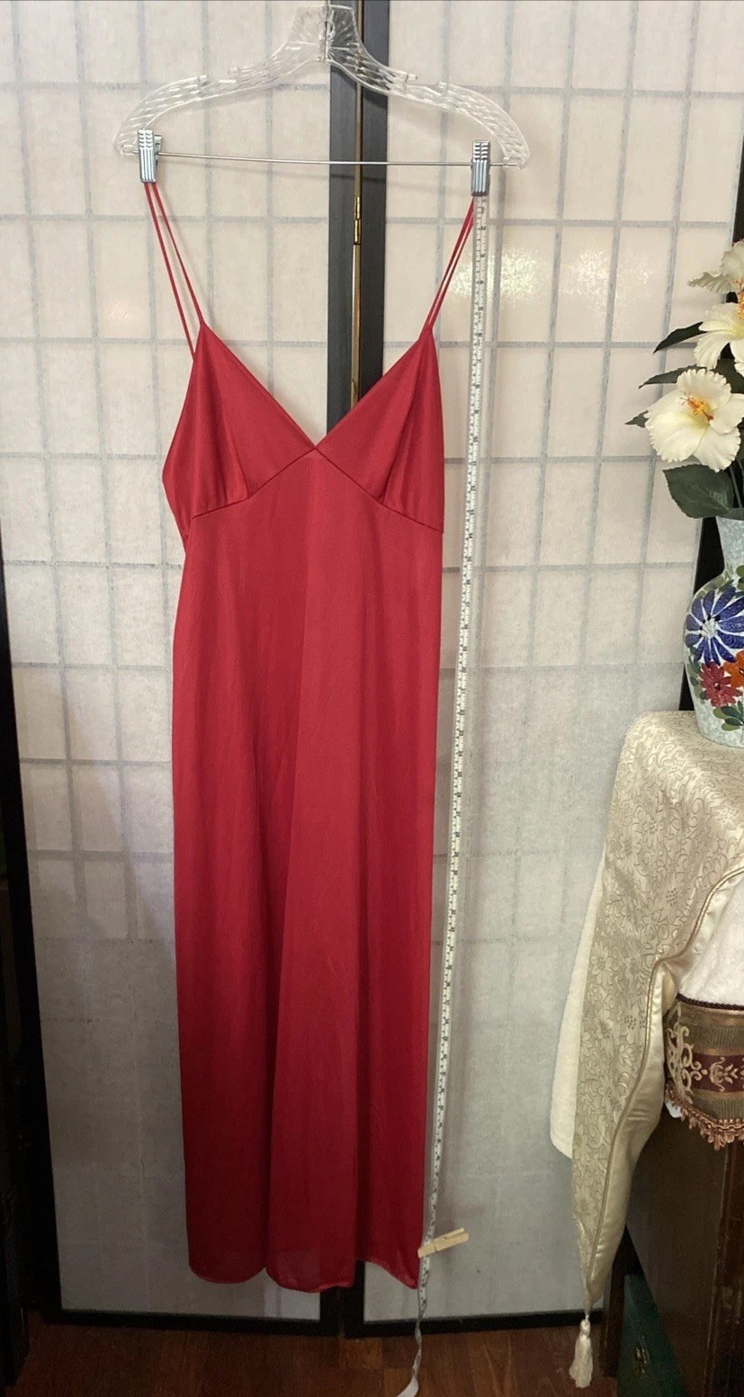 Vintage 50/60s ILGWU (USA) Mauve-Red Maxi Gown & Robe Set-M Luxurious Romantic