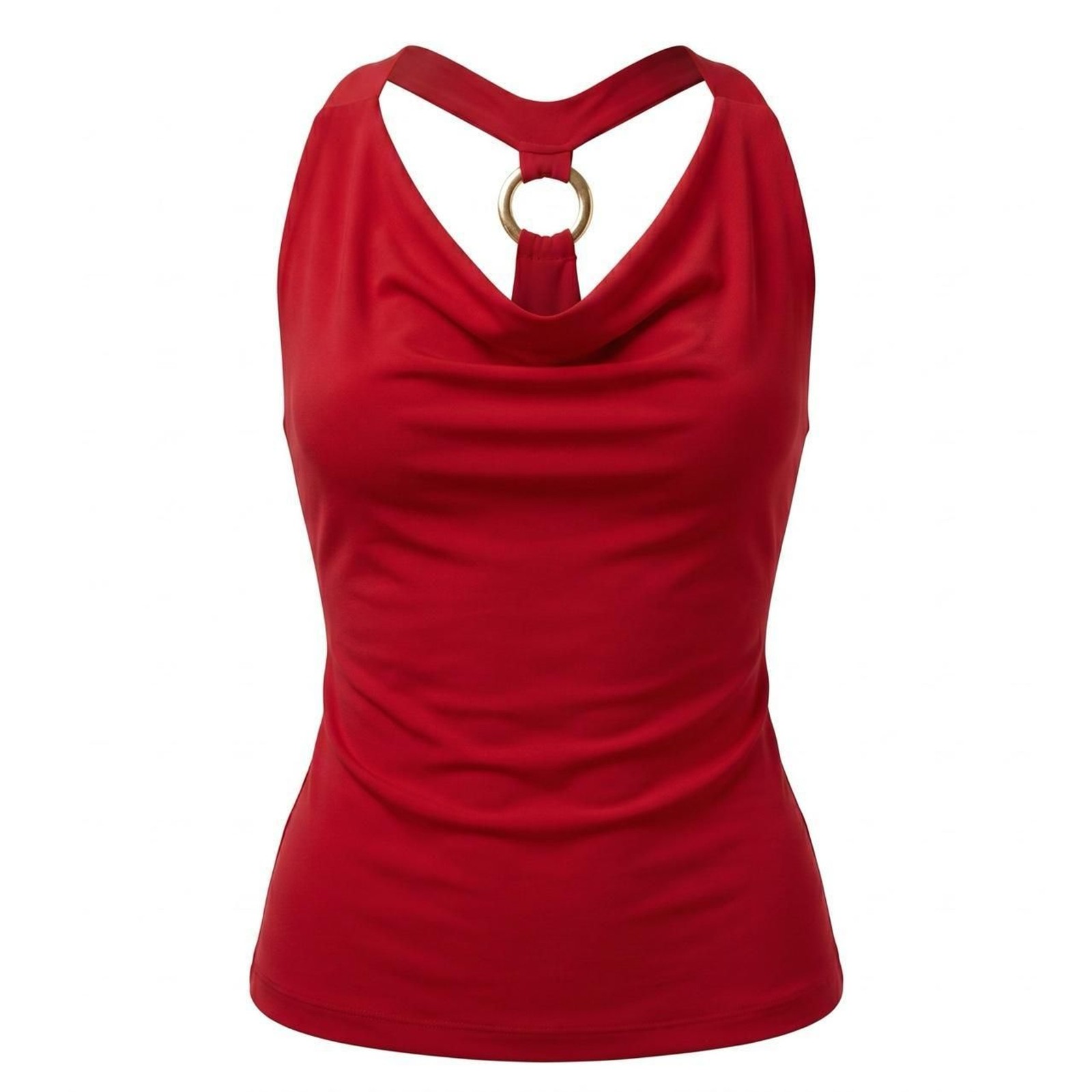 Vintage Y2k Red Cowl Neck 3-Ring Racerback Tank Top Size S/M
