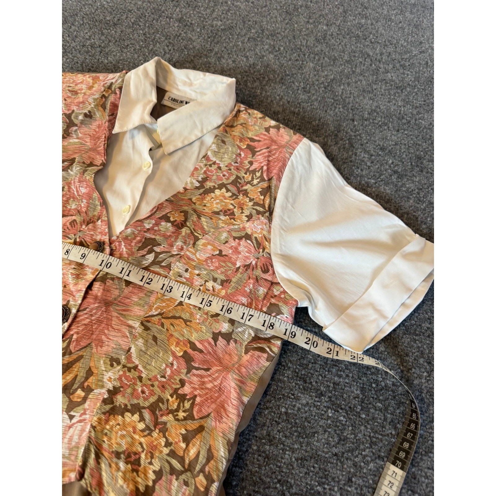 VTG Carole Little Floral Vest Layered Midi Dress Tan Pink 90s Cottagecore SZ 10