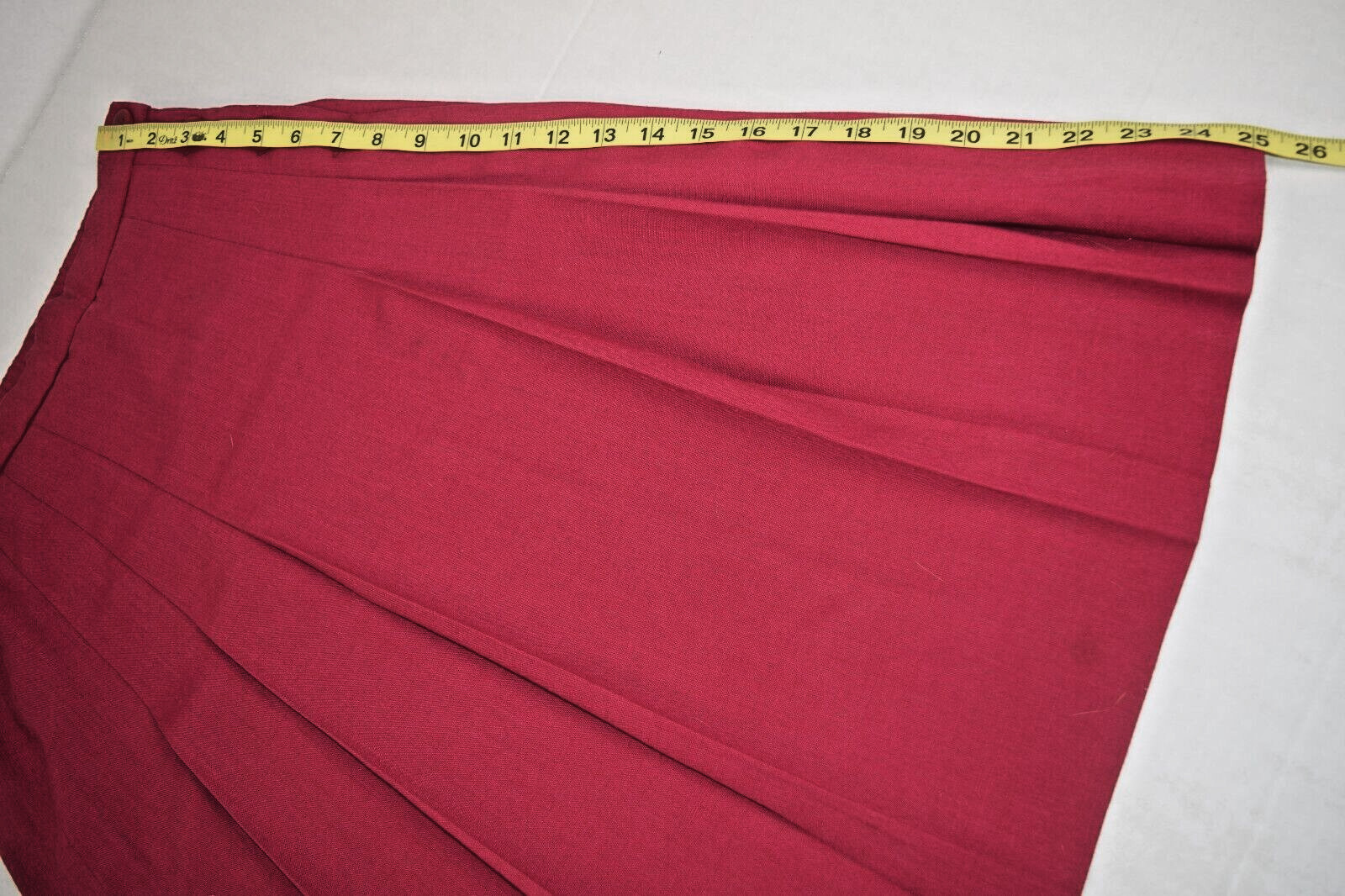 Vintage Pleated Skirt Size S/M60s Burgundy Red Poly Wool Blend Lined Mod GoGo