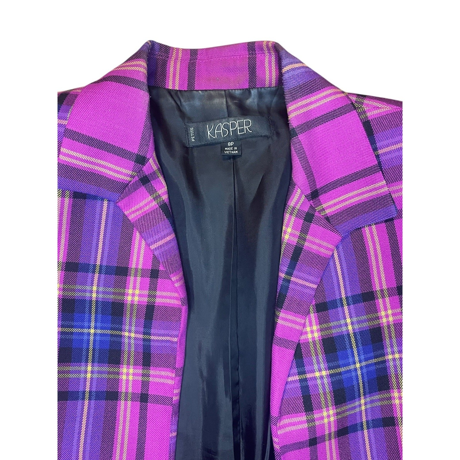 Kasper Pink Plaid Women’s Blazer 8P Library Academia Office Preppy Vintage