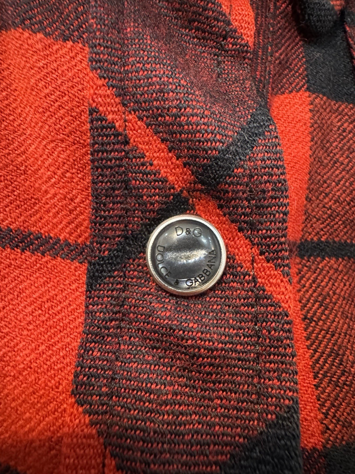 D&G Dolce Gabbana Red Black Plaid Wool Shirt Dress IT 42 US 6